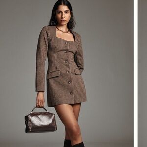 Anthropologie Dolan Brown Houndstooth Blazer Dress